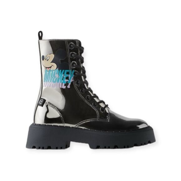ZARA Kids | Black | MIRRORED MICKEY MOUSE © DISNEY ANKLE BOOTS - Picture 2 of 7